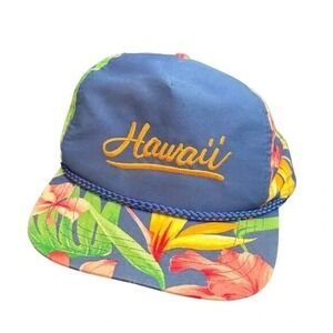Hawaii Sportcap Embroidered Floral Flower Print Adjustable Snapback Hat Cap Vtg